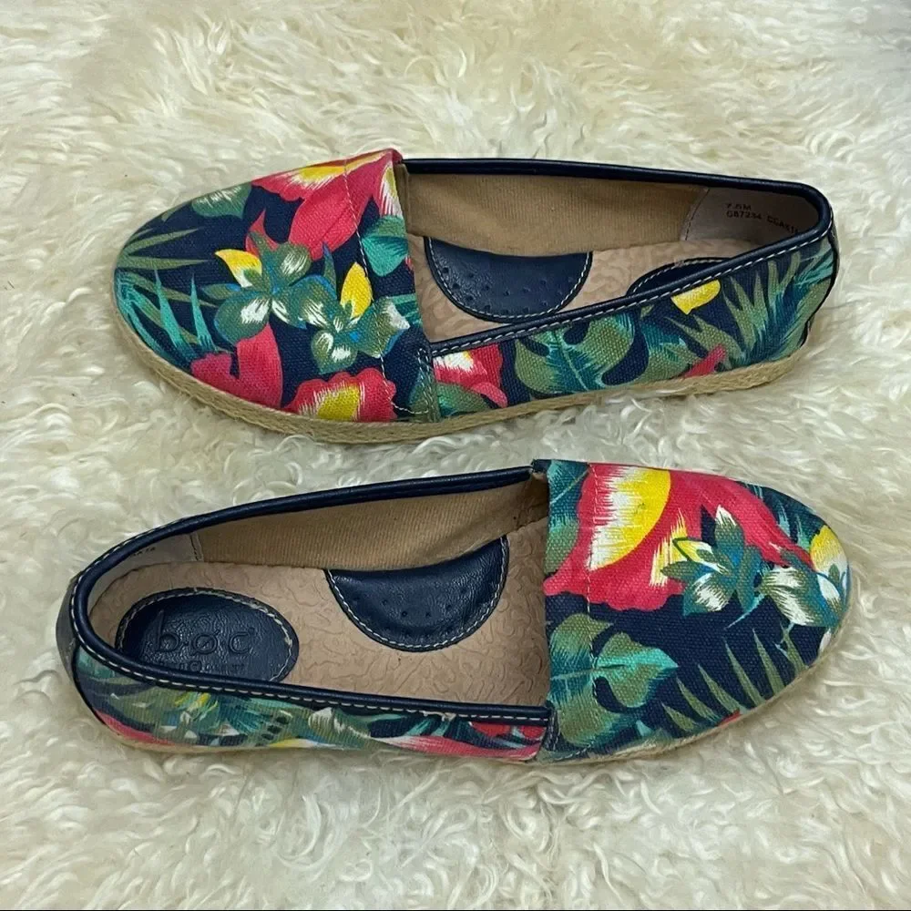 B.o.c Tropical Floral Espadrille Flat Canvas Loafer 7.5